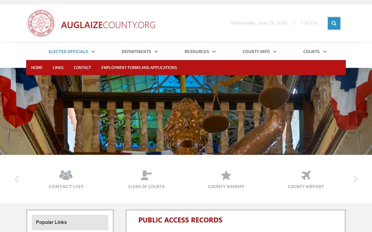 Auglaize County court records public access page