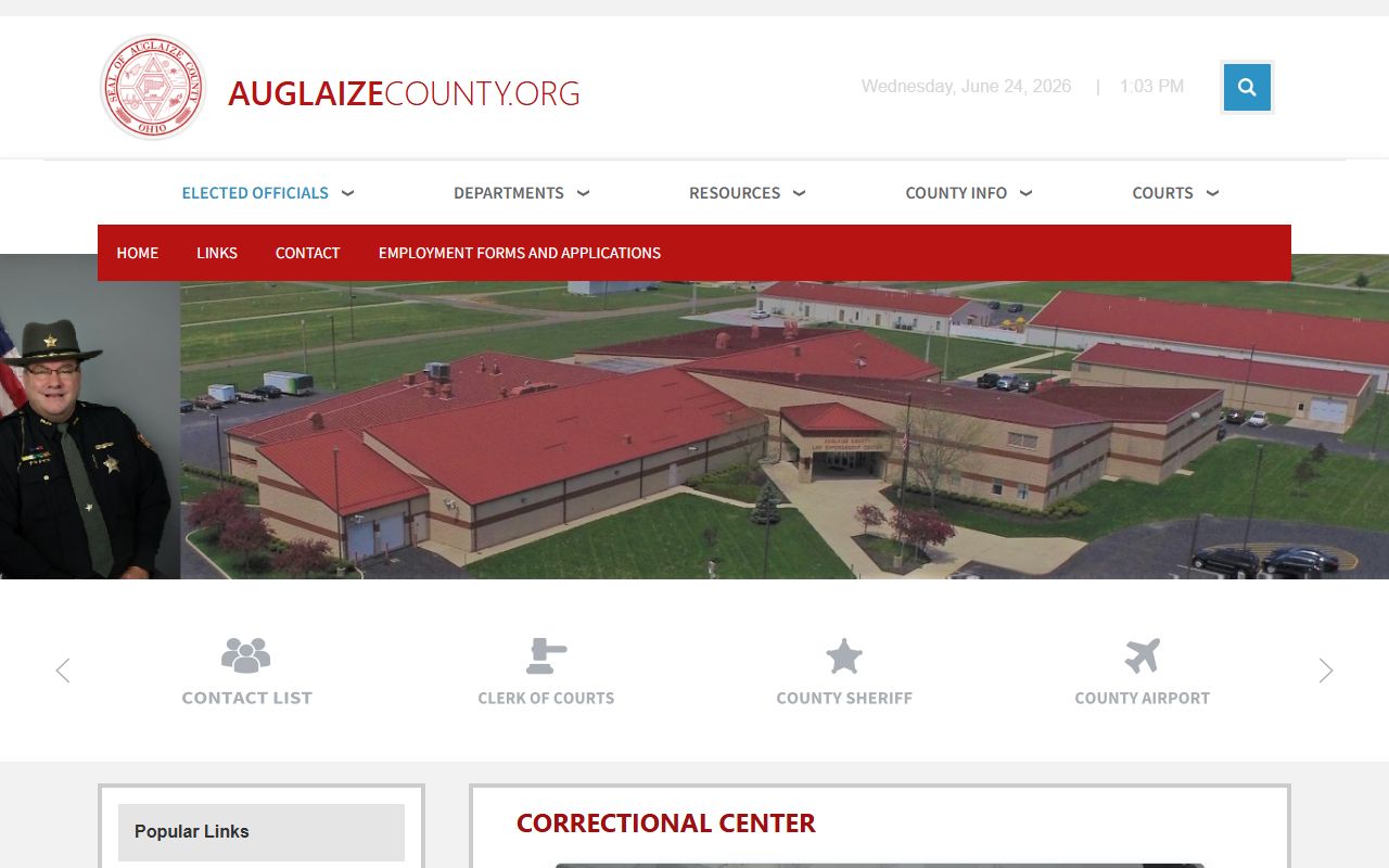 Auglaize County Correctional Center jail capacity and visitation information