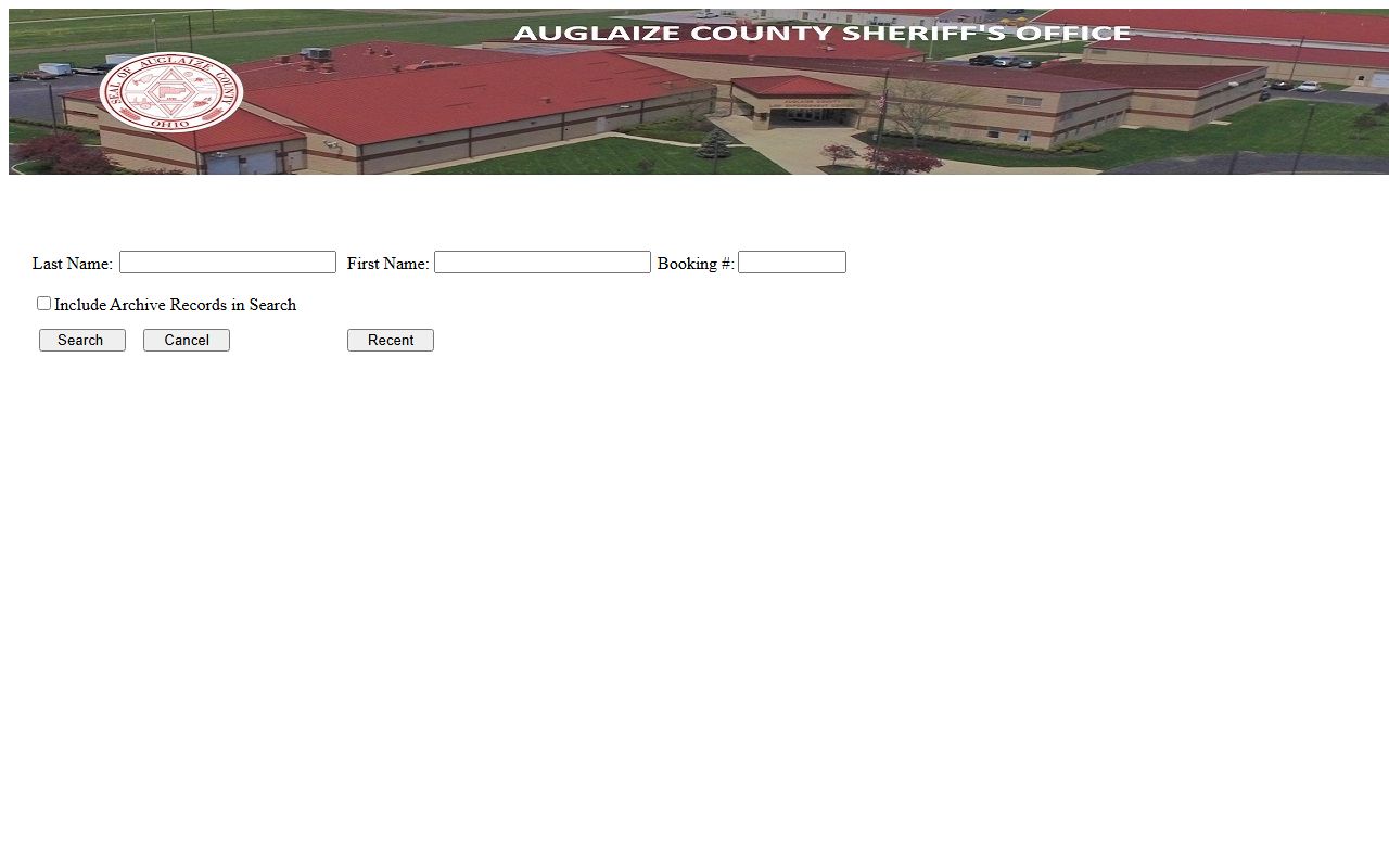 Auglaize County inmate roster search fields
