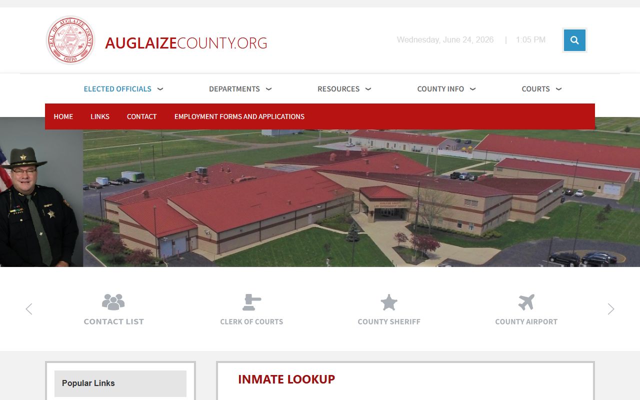 Auglaize County inmate lookup gateway for jail mugshots